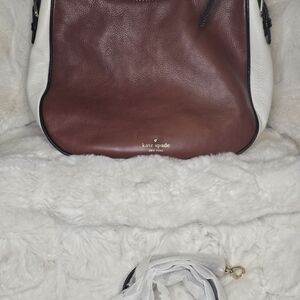 Kate Spade Burgundy and Cream Shoulder Bag